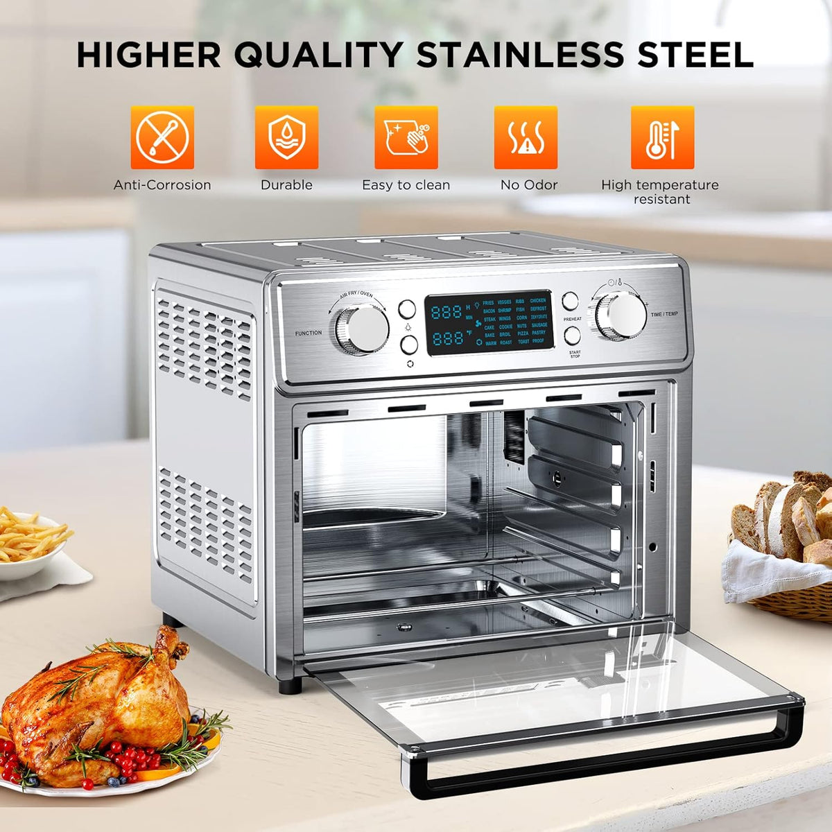 Stainless Steel 25L Convection Air Fryer Toaster Oven with Rotisserie G92551
