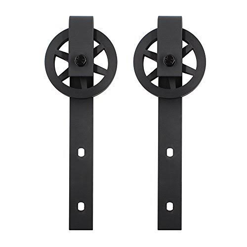 5-16ft Single Wood Sliding Barn Door Hardware Kit Black Carbon Steel N43508