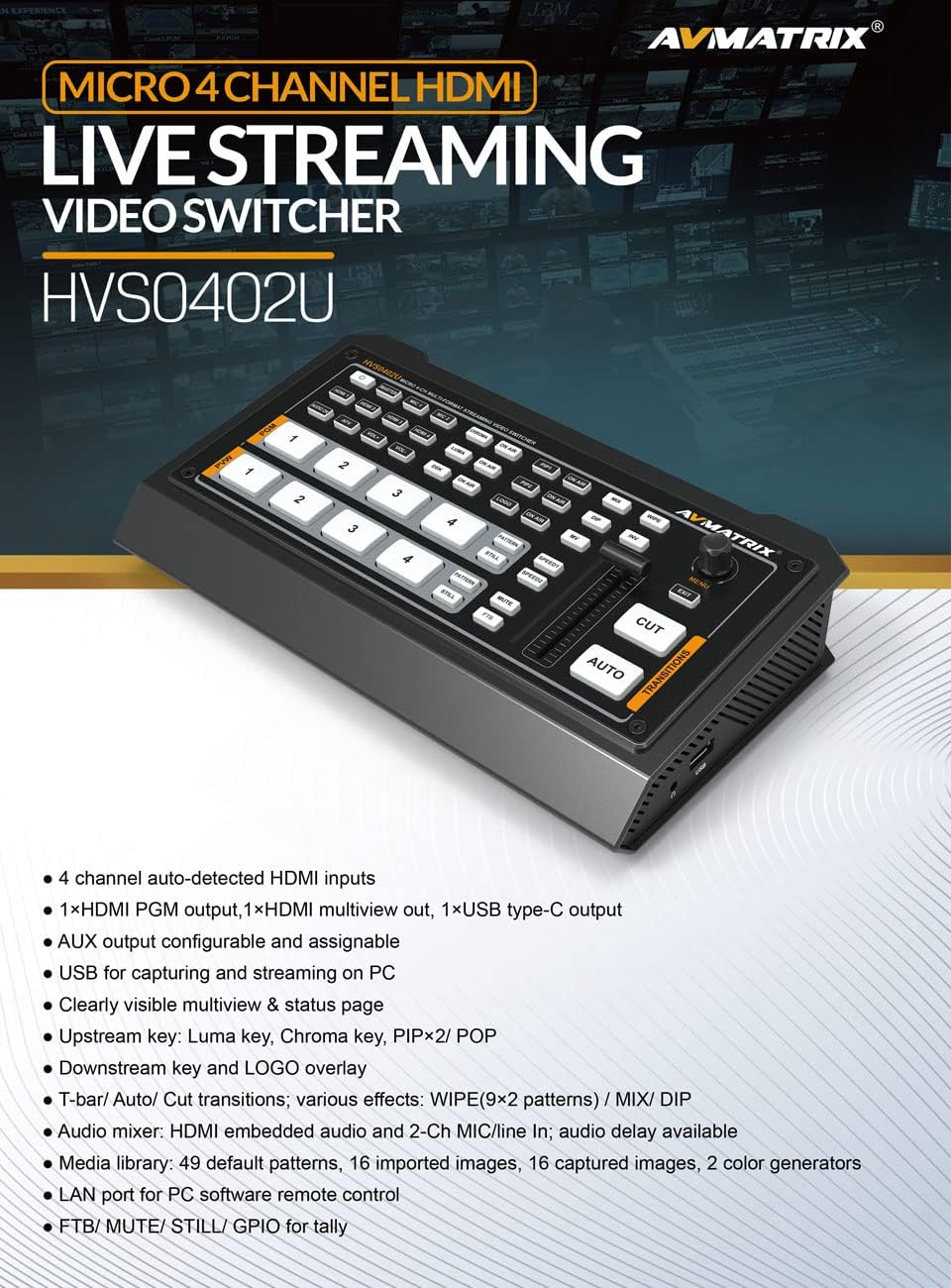 4 HDMI Video Mixer Switcher USB Output D54763