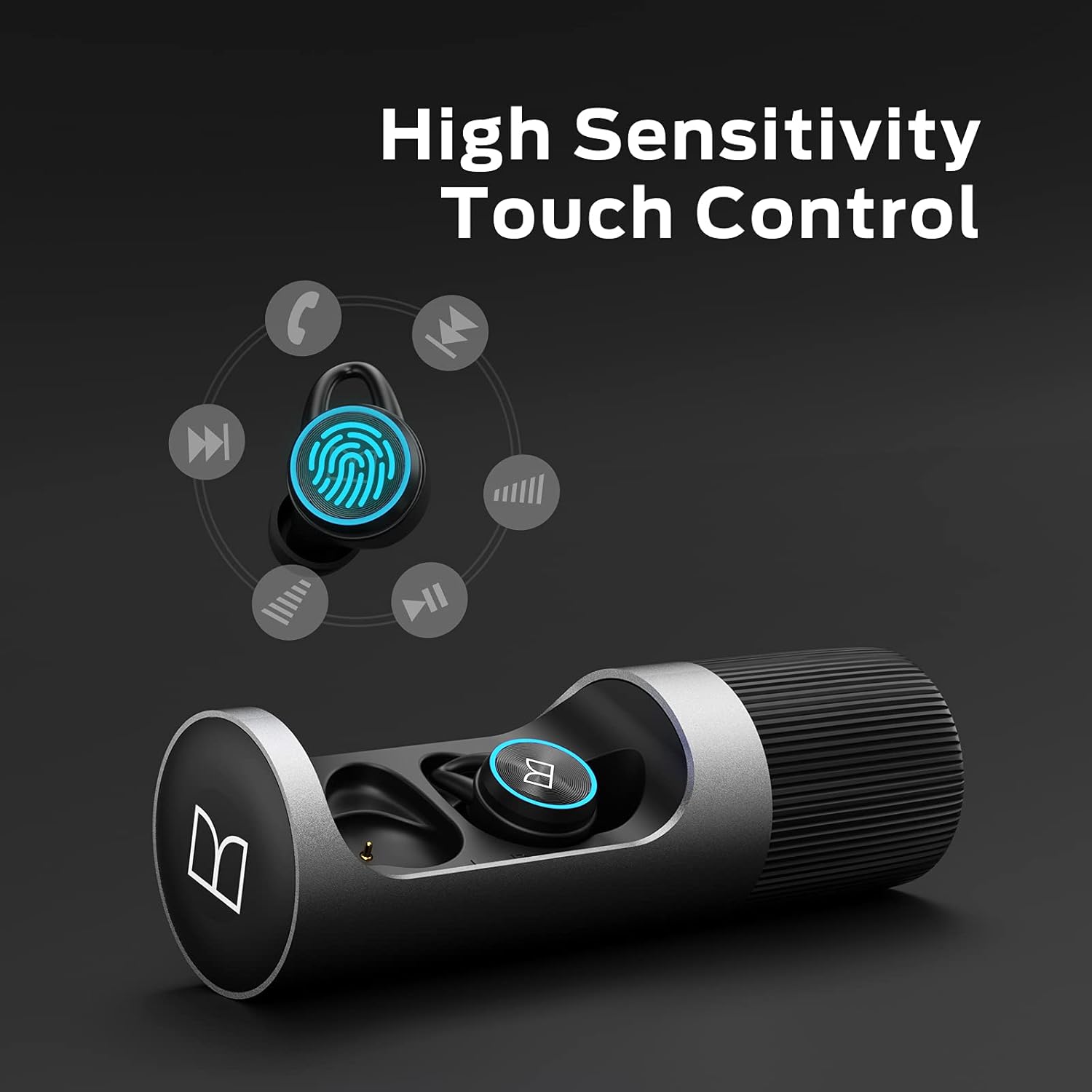 Wireless Earbuds with Rotating Metal Charging Case, 8 Hours Playback, Pack of 2 S8729