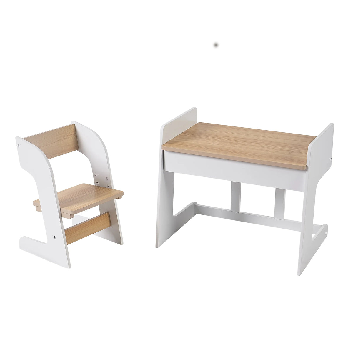 White & Natural Wooden Kids Table and Chair Set, 2 Piece G217