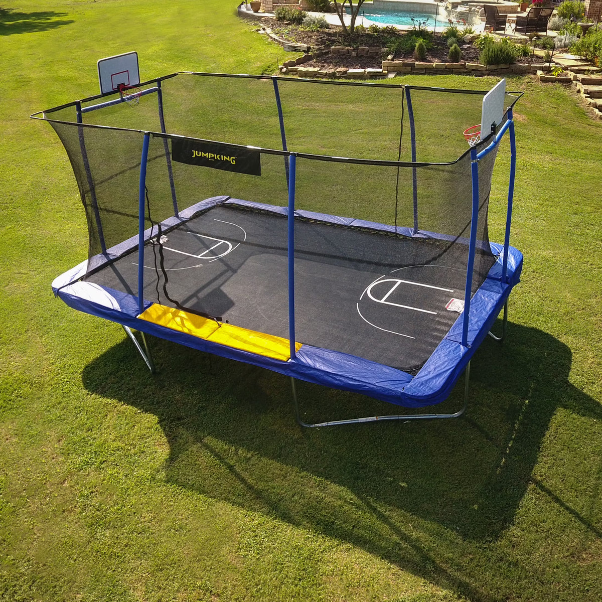 10' x 15' Rectangle Trampoline with 2 Basketball Hoop and Safety Pad S4679