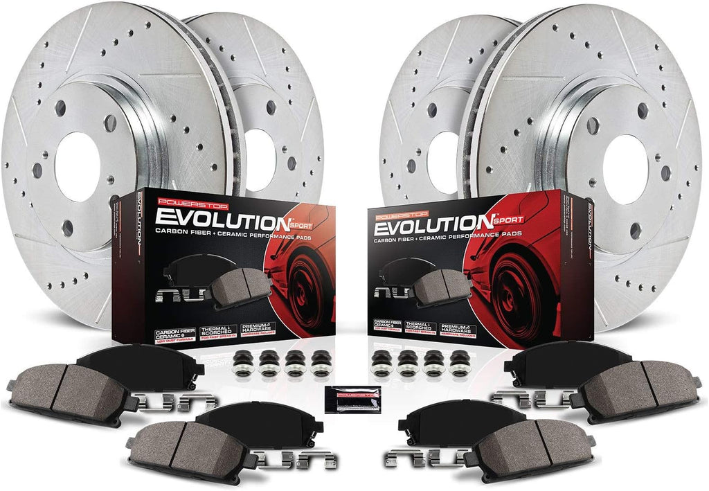 Carbon Fiber Brake Pads with Drilled & Slotted Brake Rotors Kit Z460281