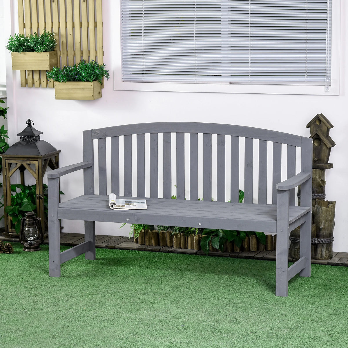 2-Person Wooden Garden Bench Patio Armchair V1999