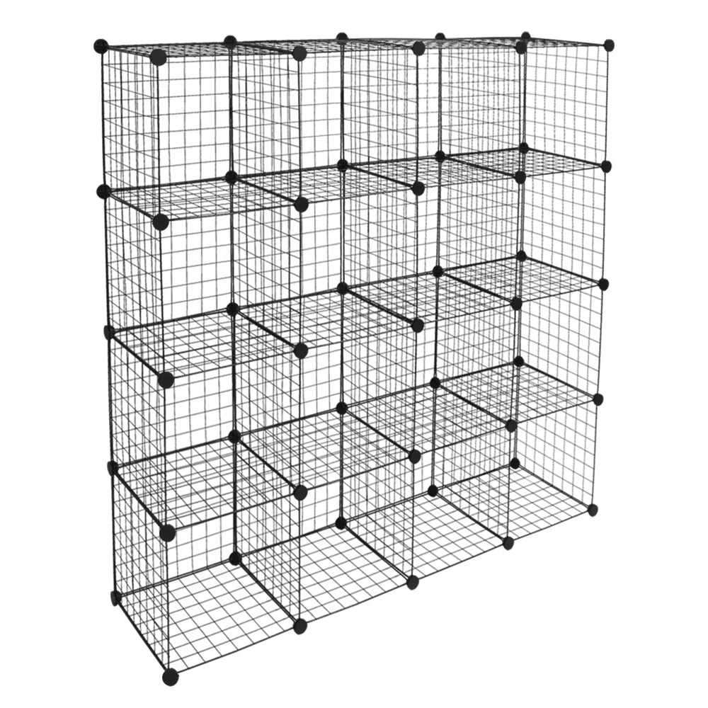 16-Cube Metal Wire Cube Storage Shelves Organizer Bookcase D9733