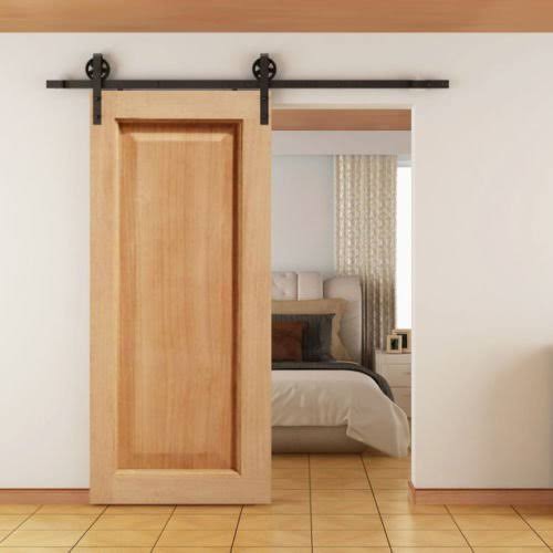 5-16ft Single Wood Sliding Barn Door Hardware Kit Black Carbon Steel N43508