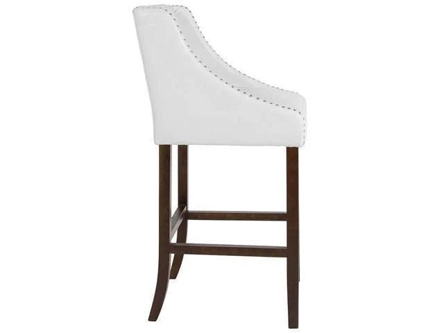 White Walnut Barstool with Accent Nail Trim E483865