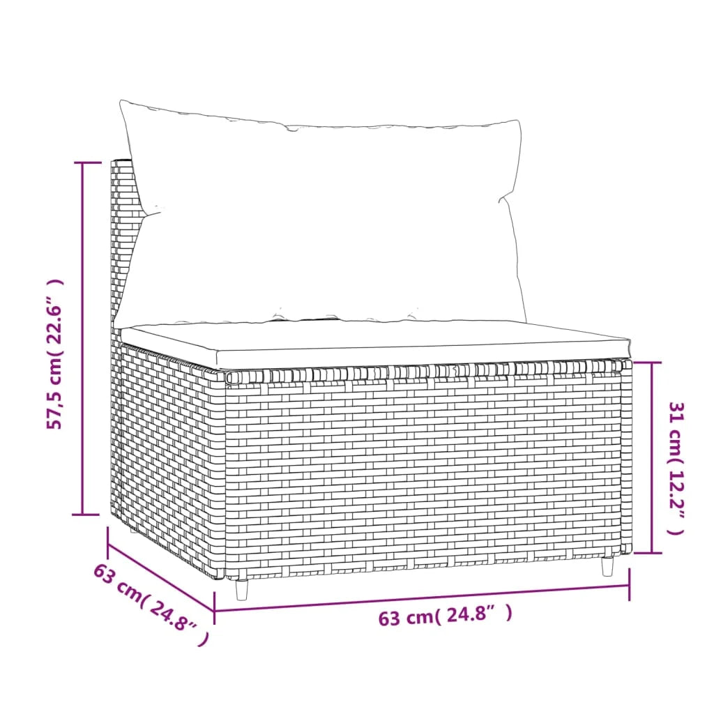 Gray Poly Rattan Patio Sofa with Cushions M18879