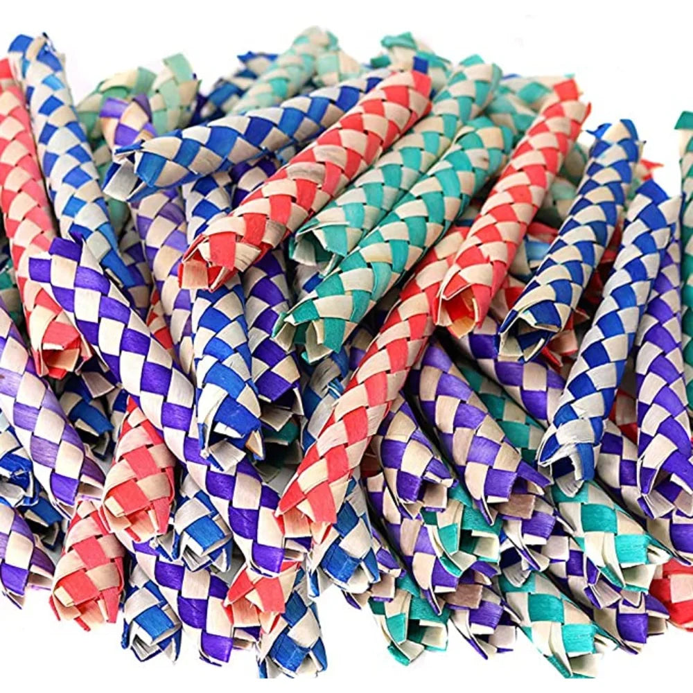 Classic Chinese Bamboo Finger Traps, Pack of 72, Assorted Colors S3881