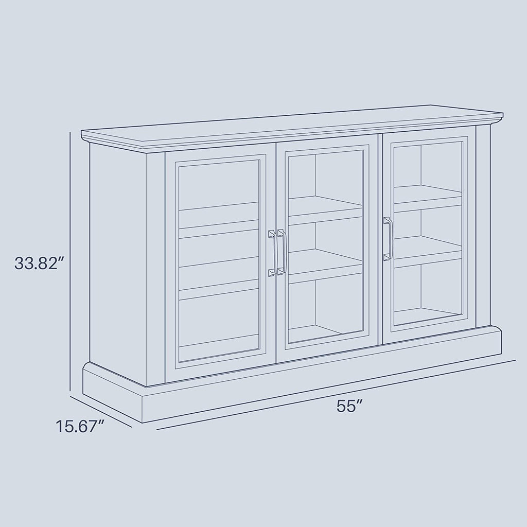 Rustic Grey Wood Sideboard Buffet Entertainment Center with Storage Cabinet P581160