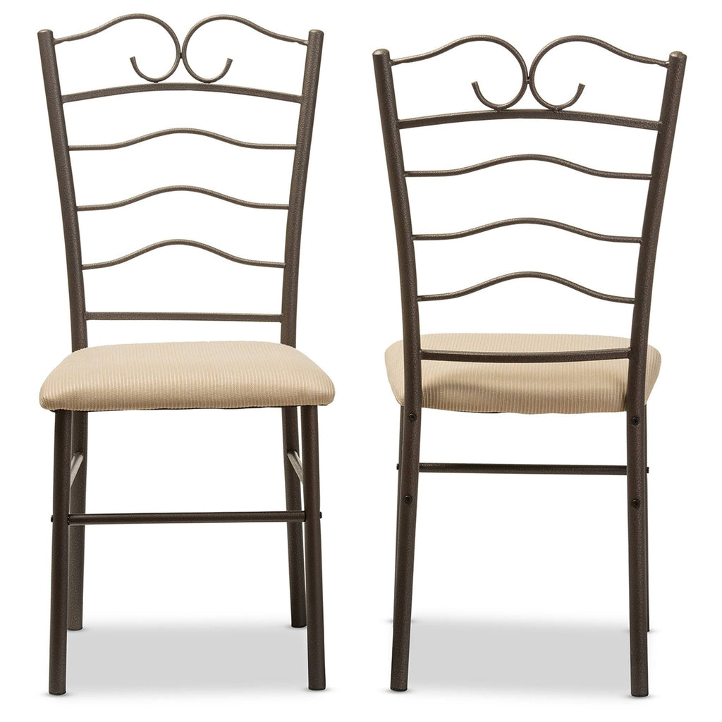 5-Piece Walnut Wood and Black Metal Dining Set L32122