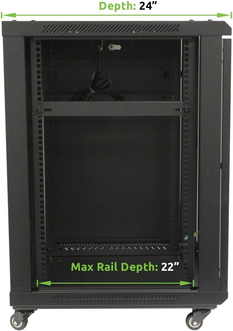 15U Wall Mount Server Cabinet with Glass Door and Casters T56315