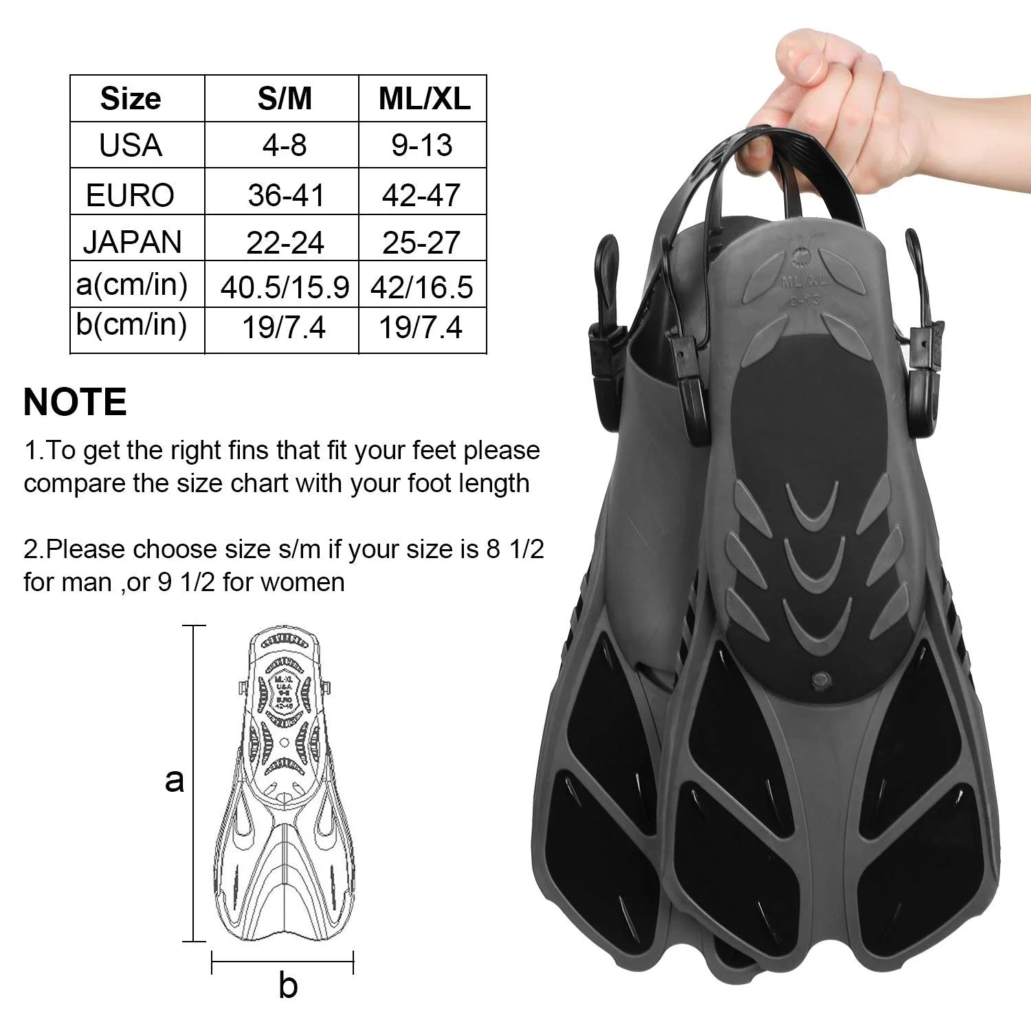 Adjustable Strap Diving Flippers with Mesh Bag I9704