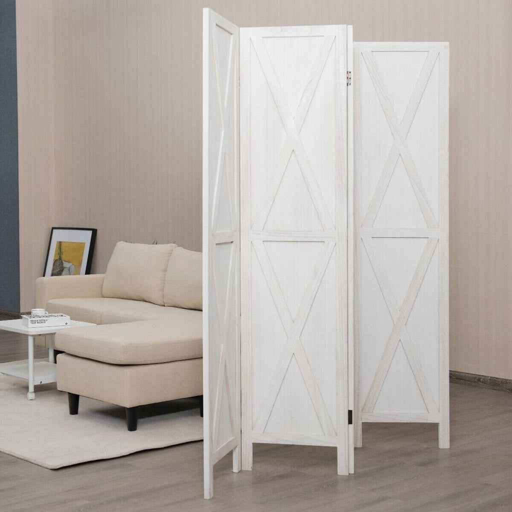 Brown 4 Panels Folding Wooden Room Divider S251