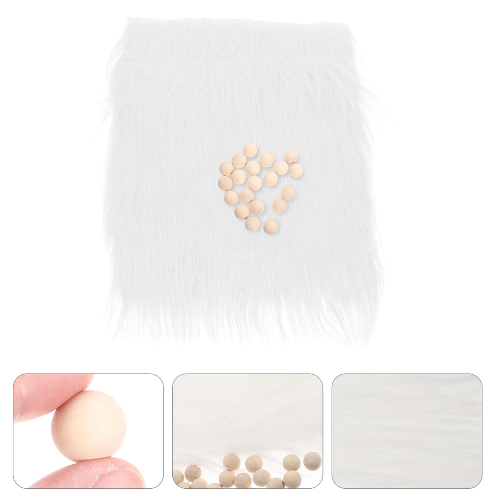 4 Sets Gnome Doll DIY Making Supplies with Faux Fur Fabric and Wooden Balls X350573