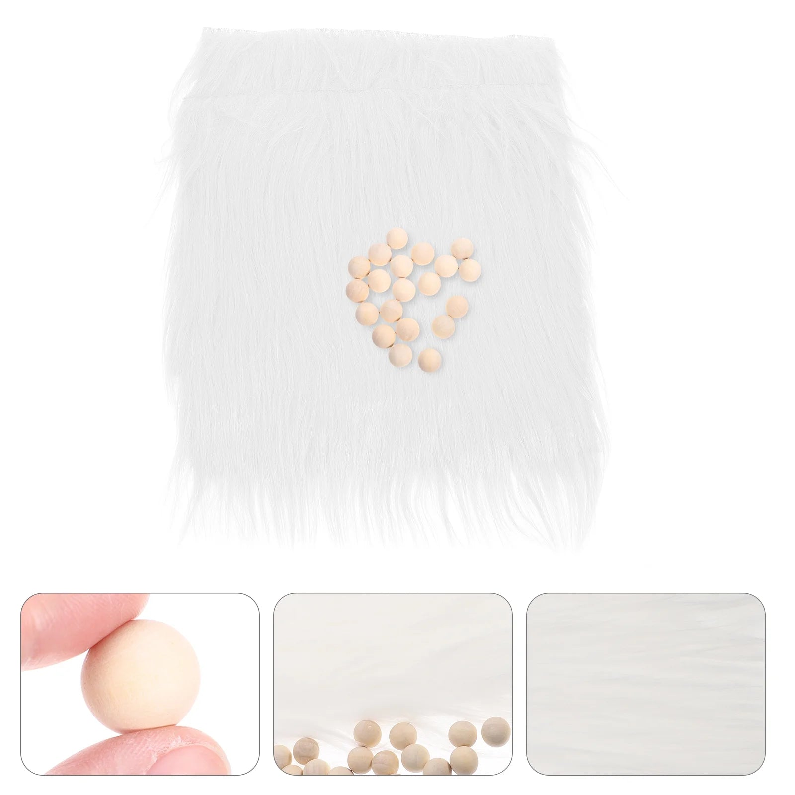 4 Sets Gnome Doll DIY Making Supplies with Faux Fur Fabric and Wooden Balls X350573