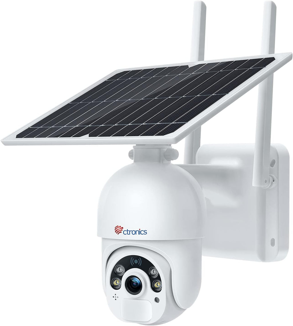 Solar Security Camera Outdoor Wireless WiFi Pan Tilt 1080P Color Night Vision with 10000mAh Rechargeable Battery A442714