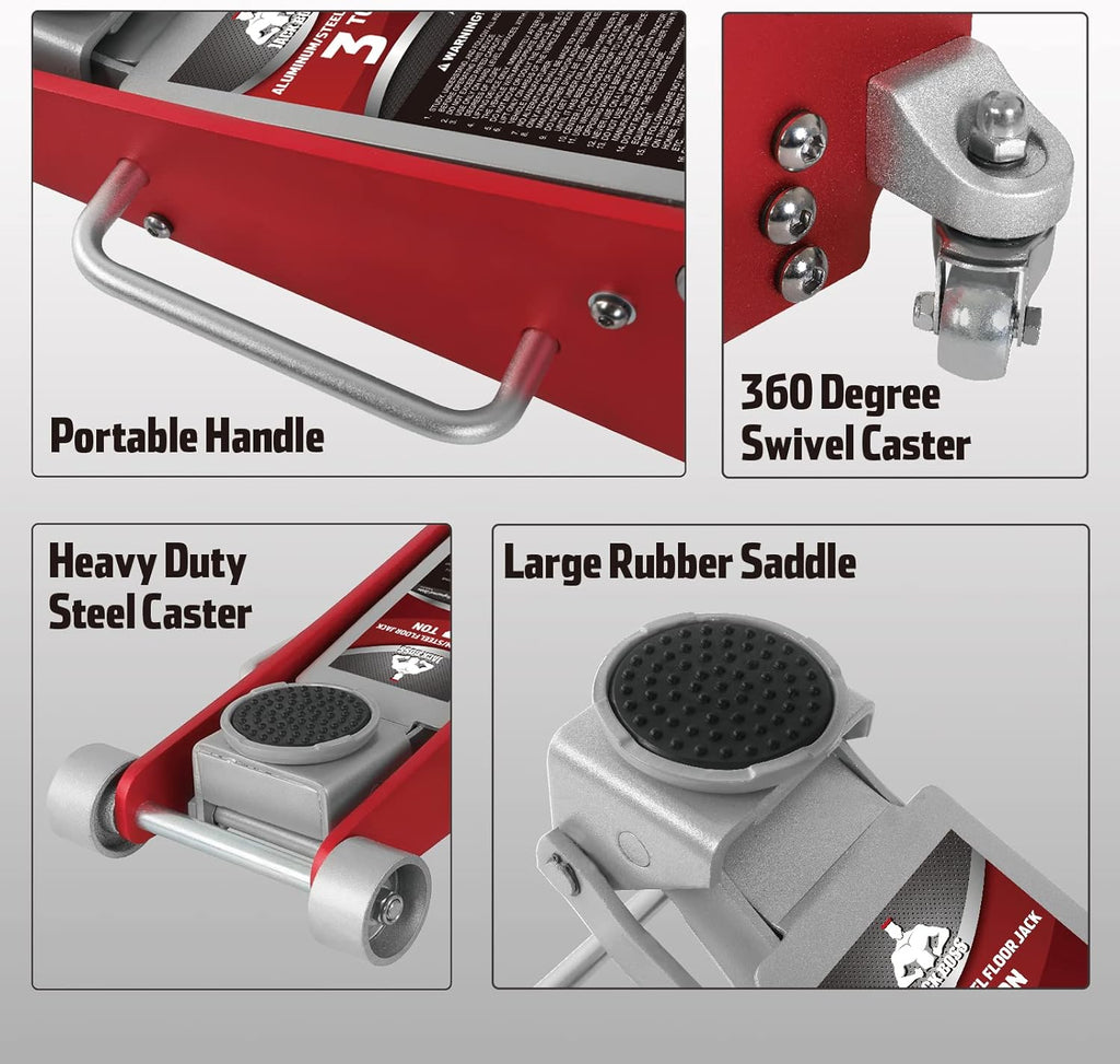 3 ton Hydraulic Aluminum and Steel Low Profile Floor Jack with Dual Piston R3466