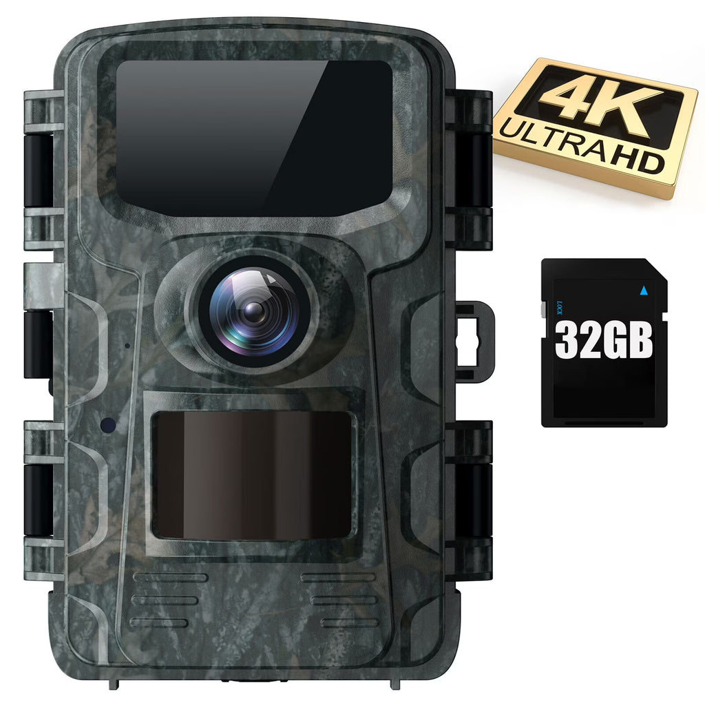 Trail Camera with SD Card 40MP 4K Infrared Night Vision Waterproof Motion Activated 120° Wide Angle 2.0" LCD E1619