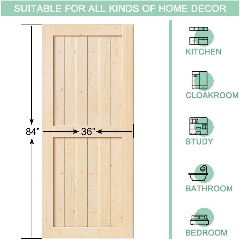 Unfinished Sliding Barn Wood Door Slab O586
