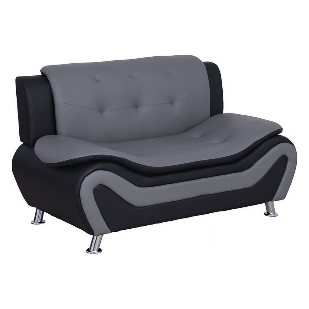 3-Piece Loveseat and 2 Club Chairs Set in Black & Gray O5431
