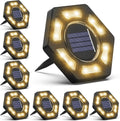 8 Pack Solar Disk Lights for Garden Pathway Warm White F984931