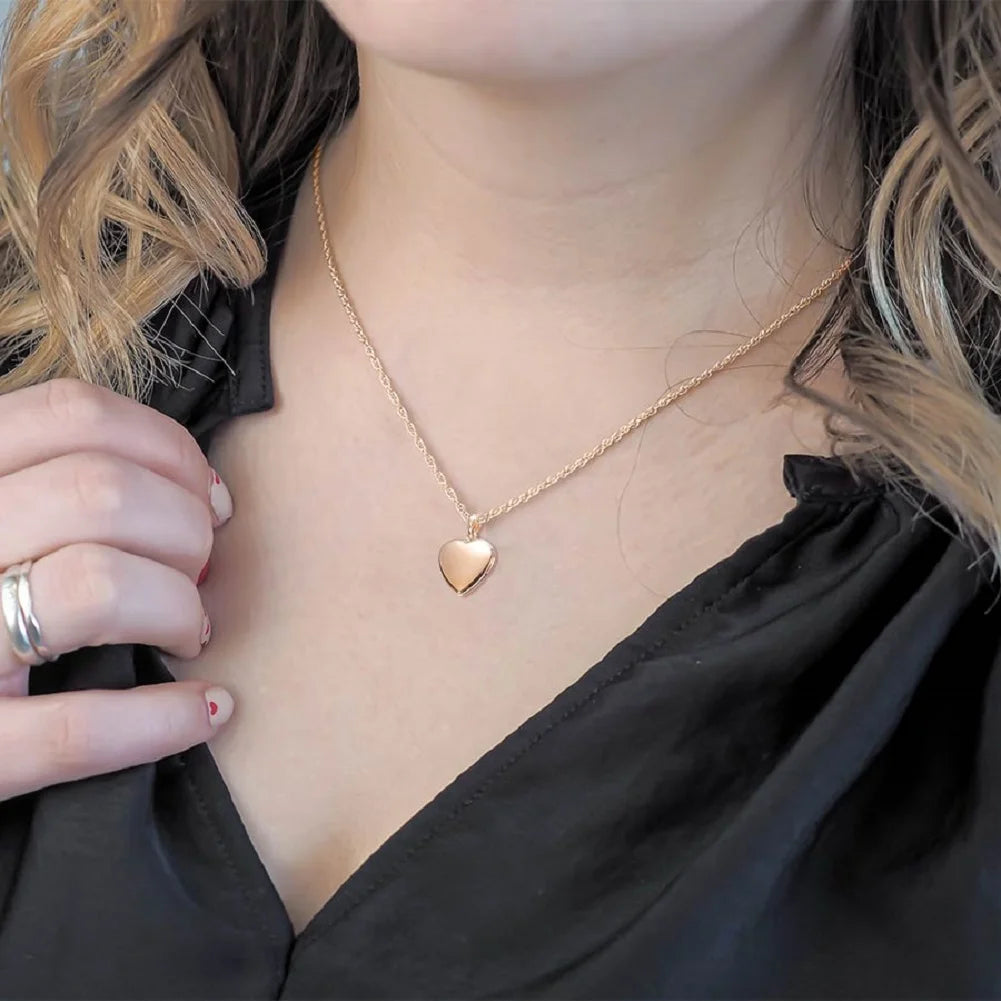 Solid 14K Yellow Gold Heart Locket Necklace Pendant O2034