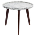 White Marble Side Table with Walnut Legs M615