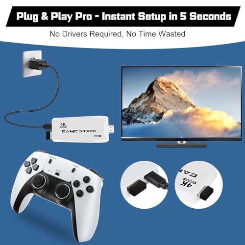 Retro Game Console with 4K HDMI, 20,000+ Games, Dual Wireless Controllers 64GB S890