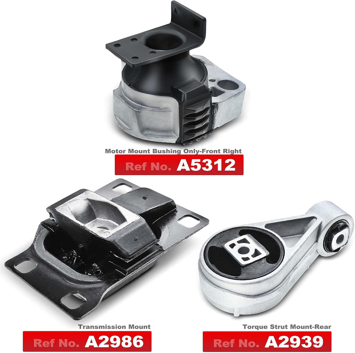 3PCS Engine Motor Mount Compatible with Ford Focus 2005 2006 2007 2.0L L4 Automatic Transmission Mount Pack of 2 M14831
