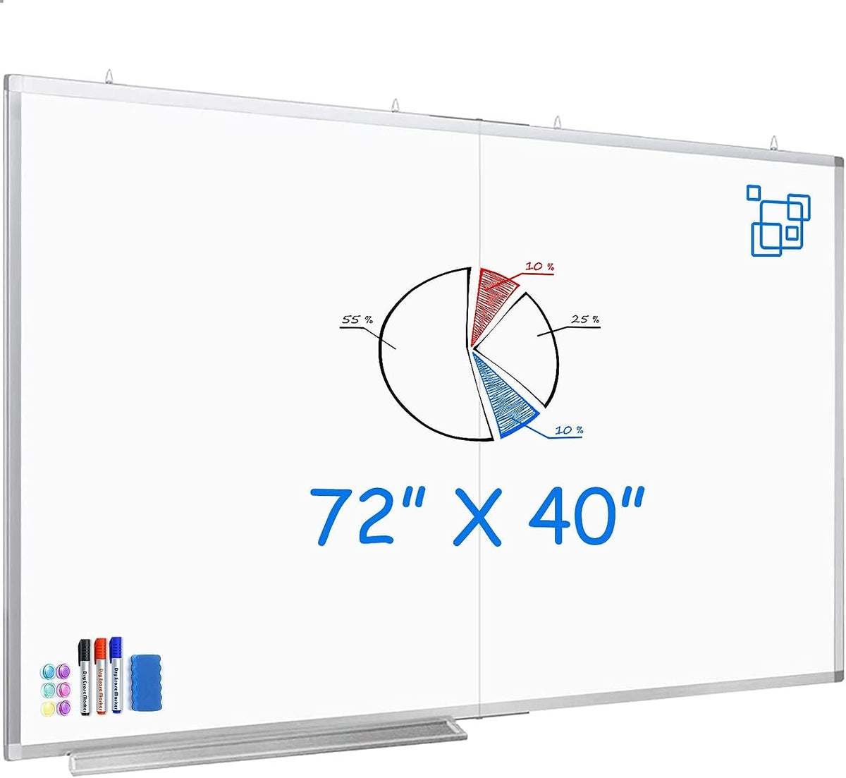 Large Magnetic Whiteboard 72 x 40 with Pen Tray R28747