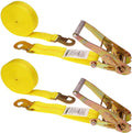 2 Pack 2 Inch x 27 Foot Yellow Ratchet Straps with Snap Hook D2912