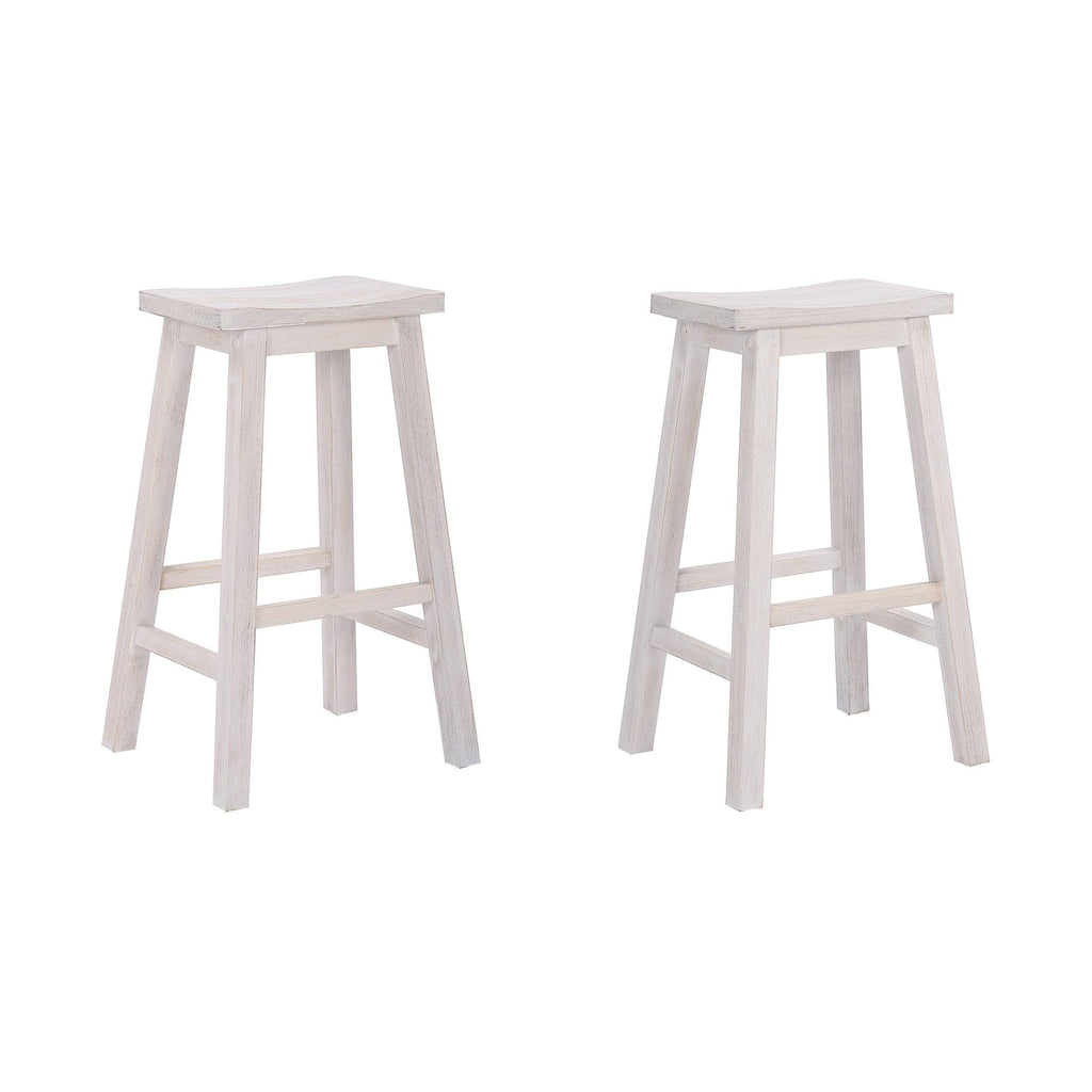 Solid Wood Saddle Bar Stool, Set of 2 - Open Gray W82495