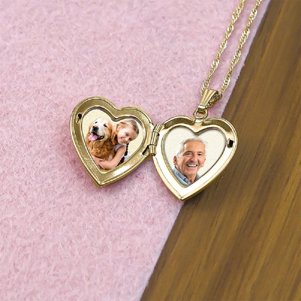 Solid 14K Yellow Gold Heart Locket Necklace Pendant O2034