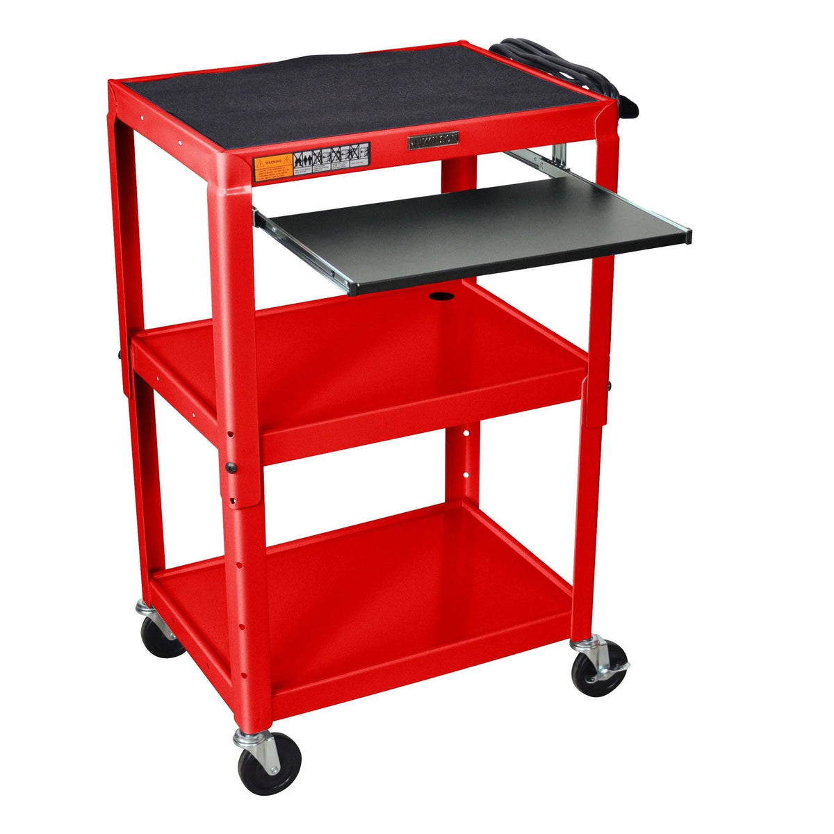 Adjustable Steel Utility Cart with Keyboard Shelf Yellow T871