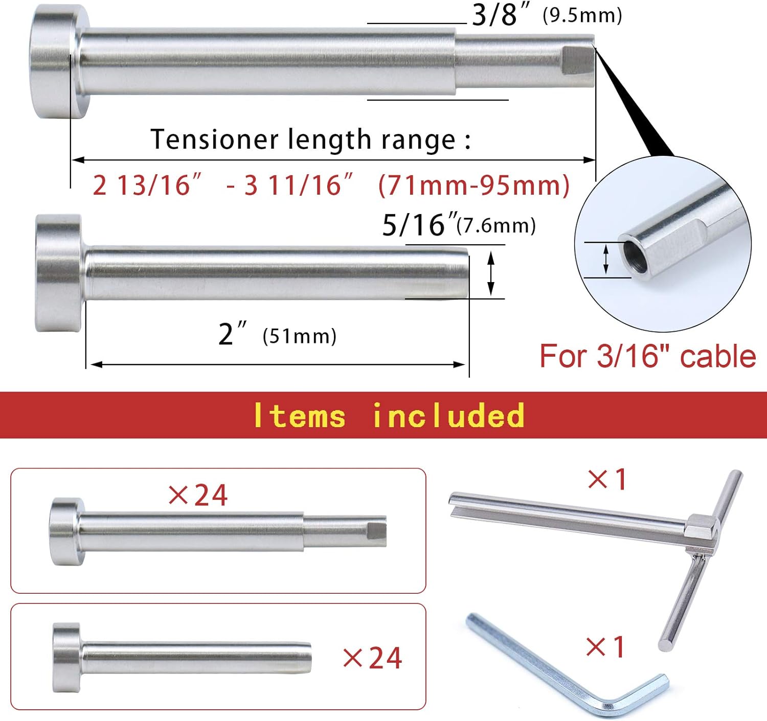 24Pair Invisible Cable Railing Kit 1/8 T316 Stainless Steel N42879