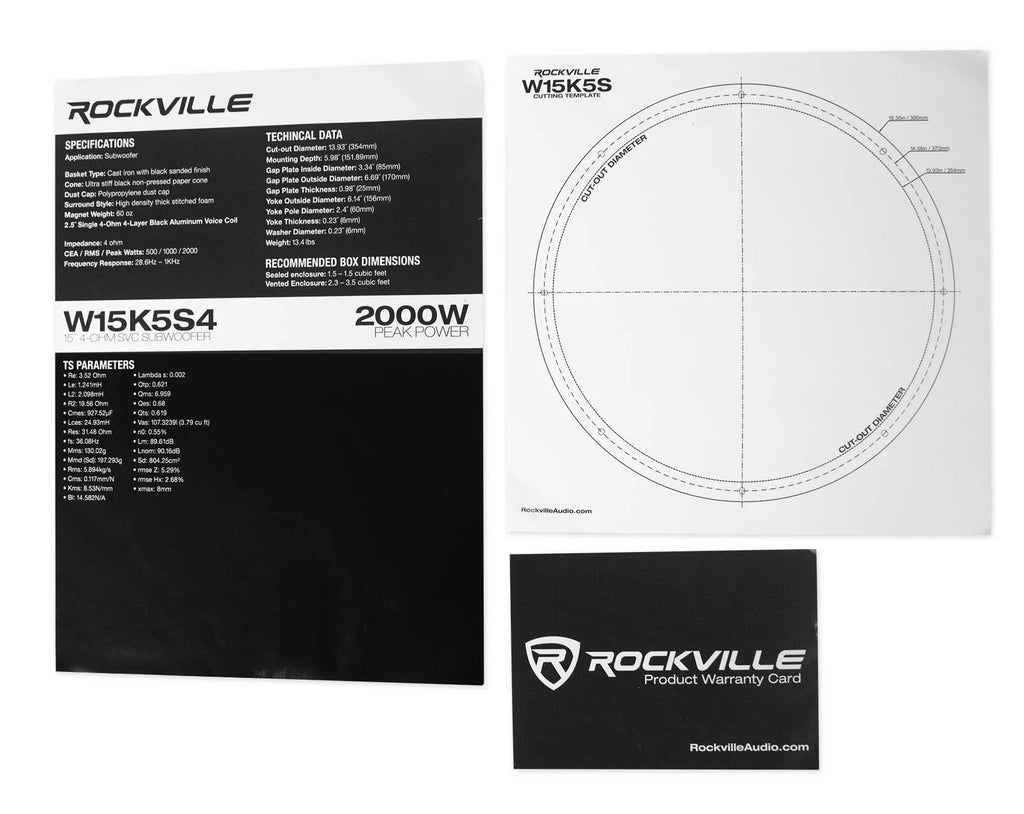 15" 2000w 4 Ohm Car Audio Subwoofer U237162