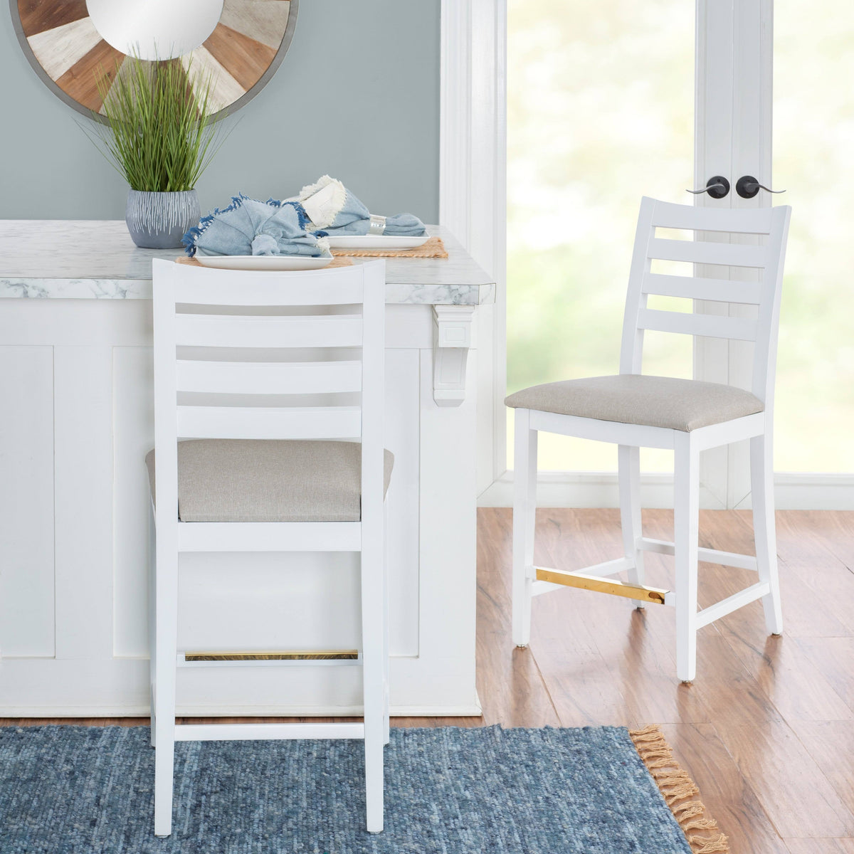 White Counter Stool Set of Two G410