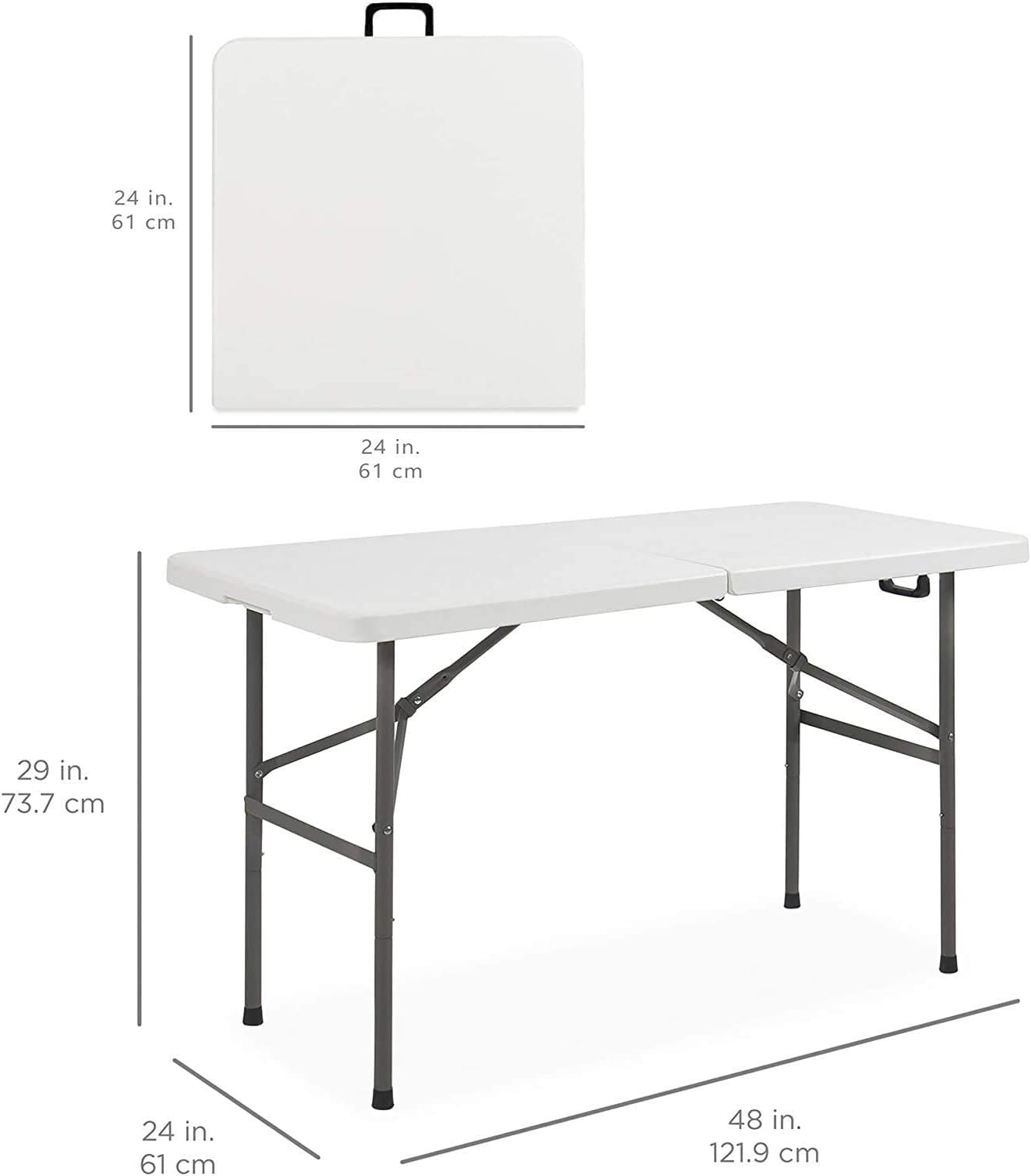4ft Fold-in-Half Plastic Folding Utility Table N677690