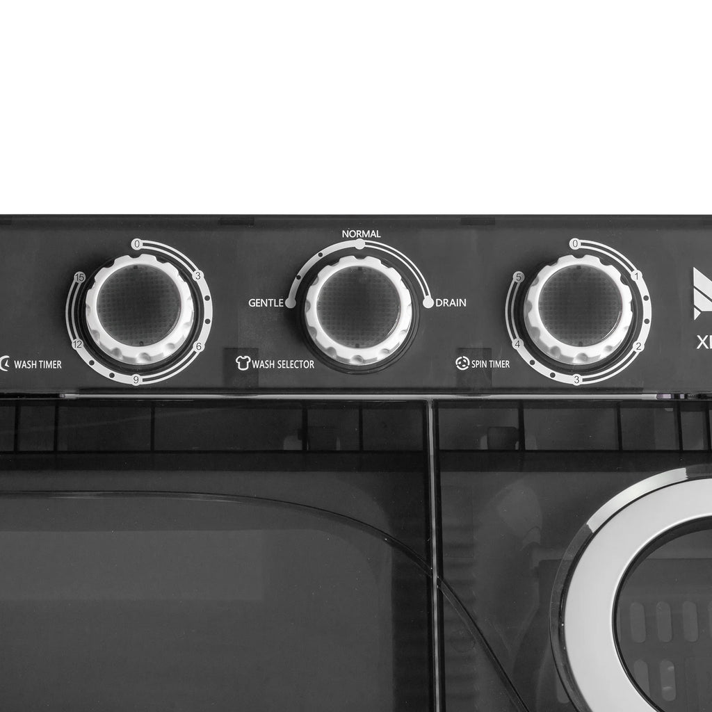 Semi-automatic Twin Tub Washing Machine with Built-in Drain Pump, 26Lbs, White&Black C830208