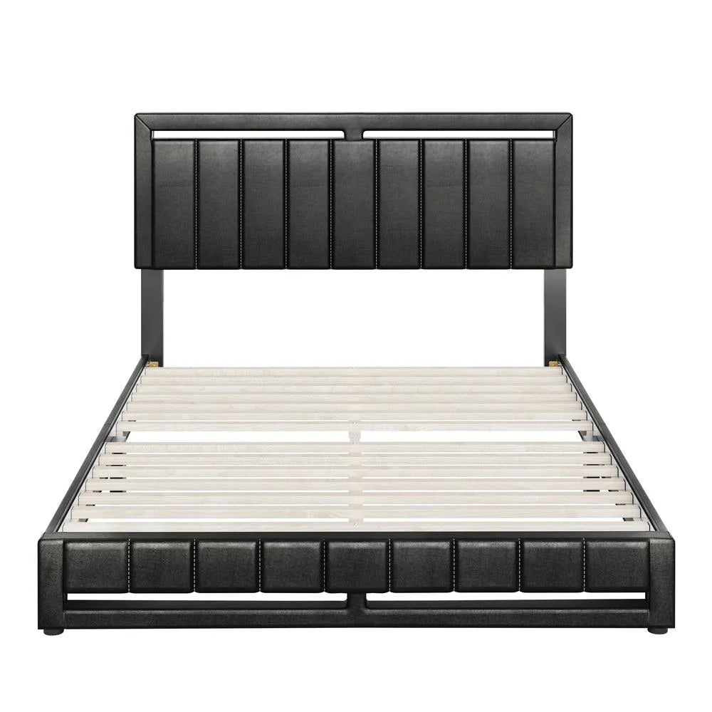 Faux Leather Upholstered Platform Bed V94723