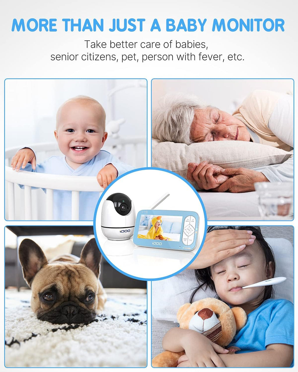 720P 5 HD Color Display Video Baby Monitor with Camera and Audio W649072