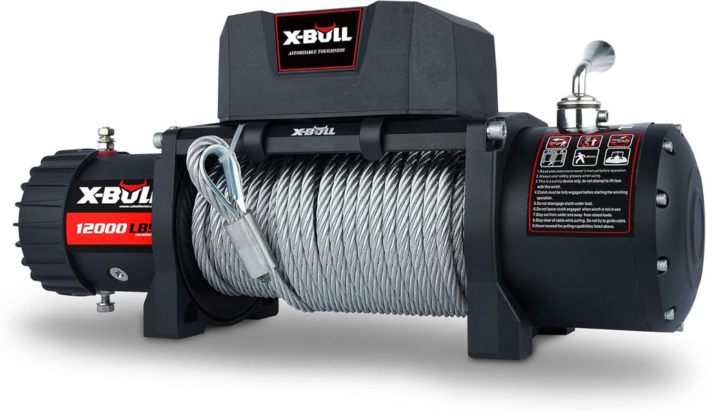 12V Stainless Steel Electric Winch Kit, 12000 lb. Load Capacity, Waterproof IP67, Wireless Handheld Remotes and Corded Control, Hawse Fairlead, Grey Q82935