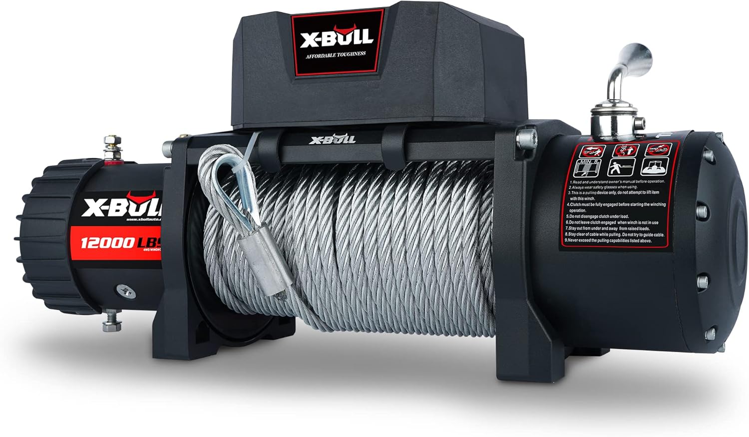 12V Stainless Steel Electric Winch Kit, 12000 lb. Load Capacity, Waterproof IP67, Wireless Handheld Remotes and Corded Control, Hawse Fairlead, Grey Q82935