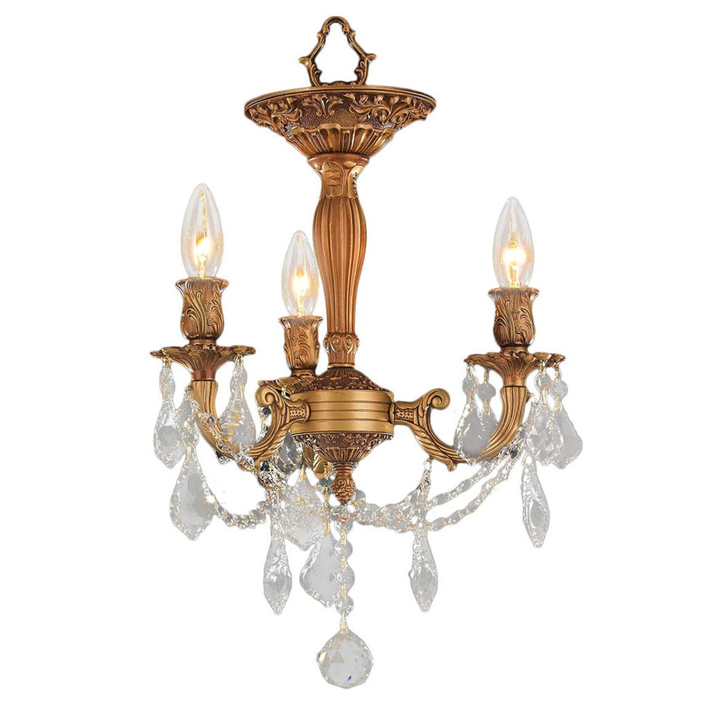 French Gold Finish Clear Crystal Semi Flush Mount Y9779