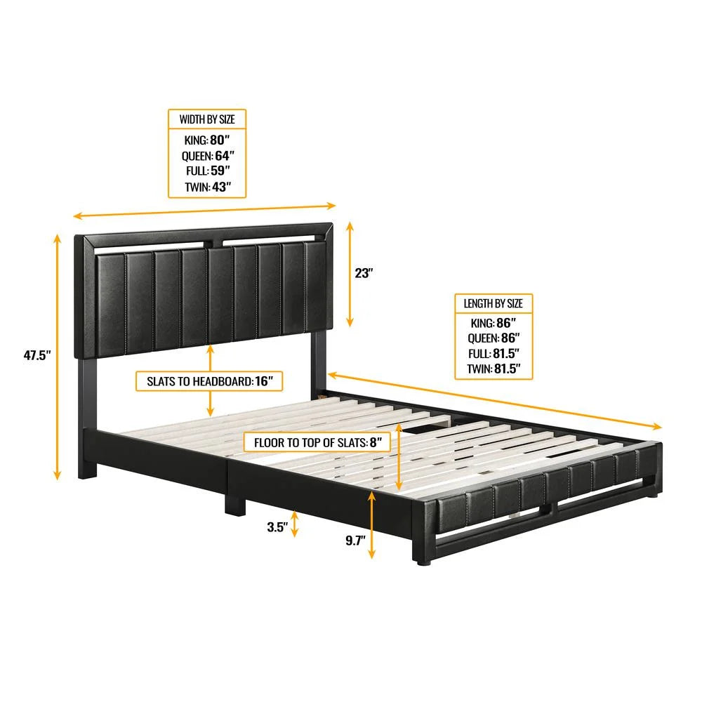 Faux Leather Upholstered Platform Bed V94723