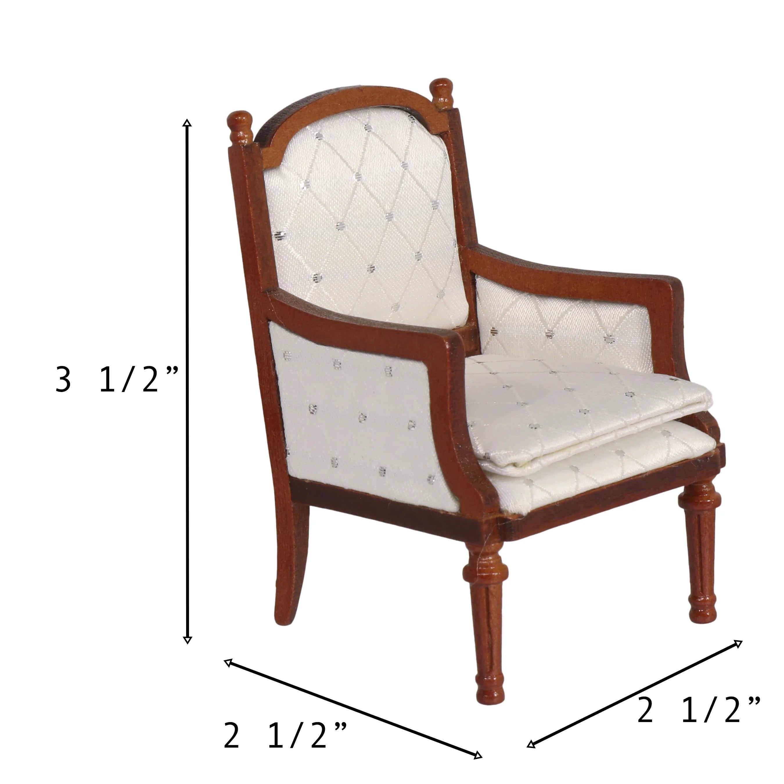 Set of 2 Wooden Dollhouse Armchairs Dark Brown Walnut Finish 1/12 Scale D3273