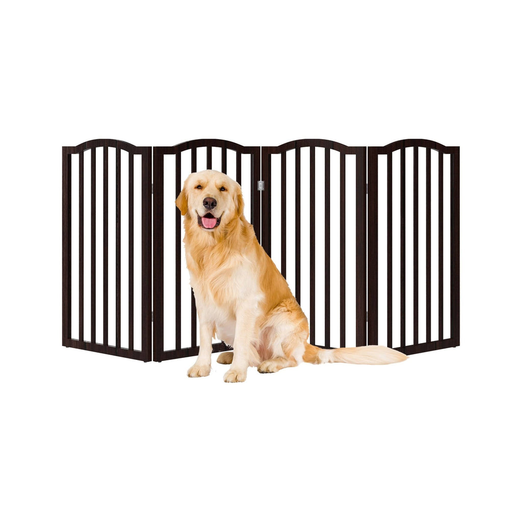 Freestanding 4-Panel Pet Gate Brown T3973