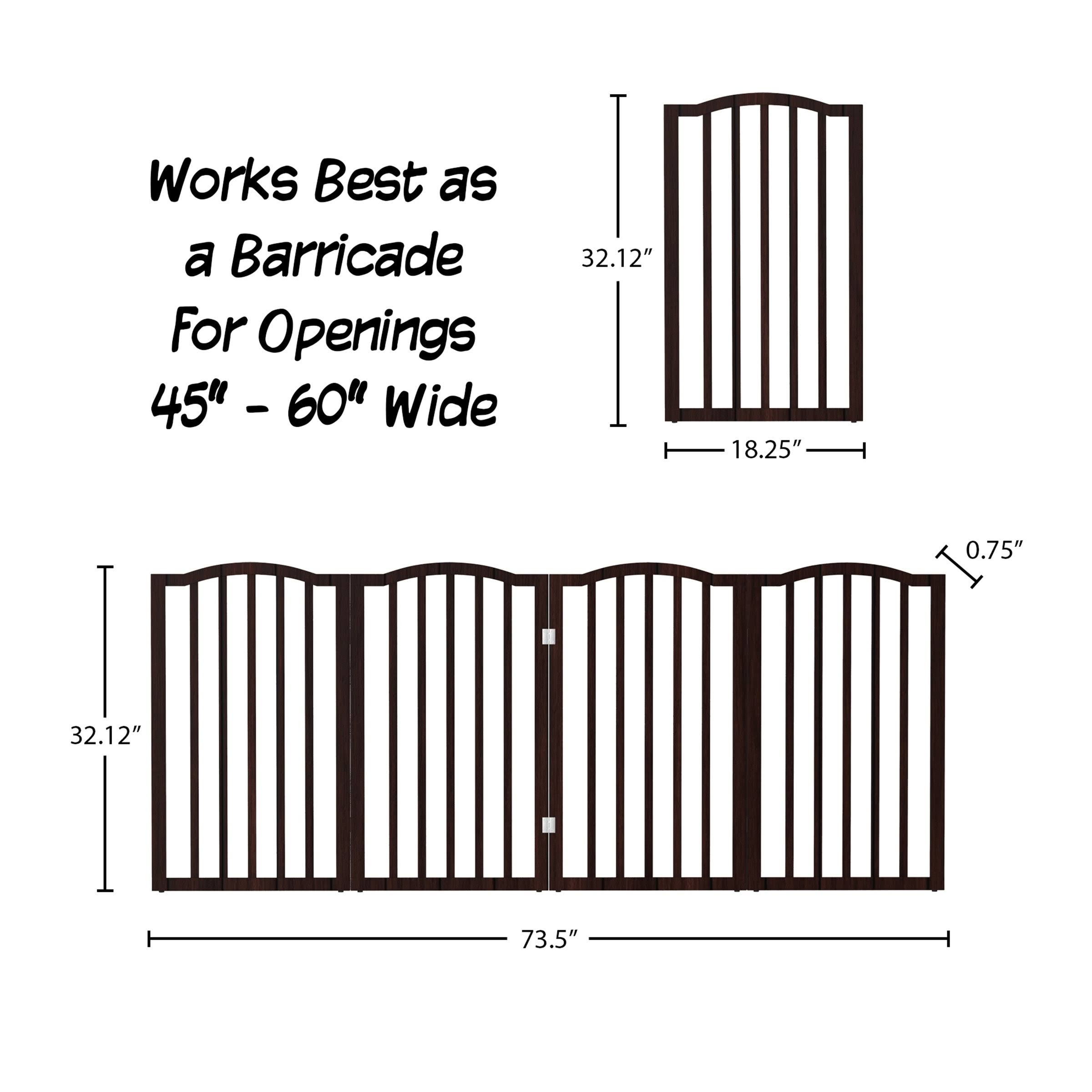 Freestanding 4-Panel Pet Gate Brown T3973