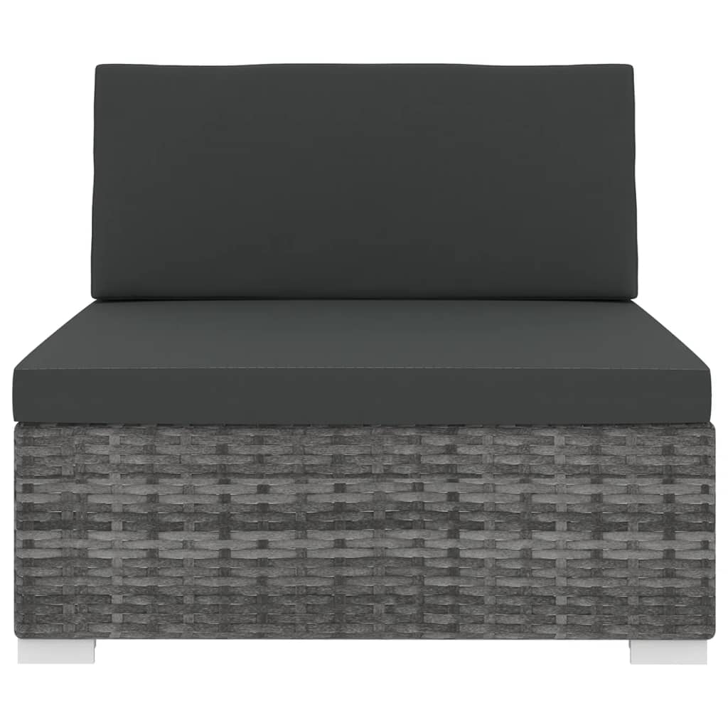 Gray Poly Rattan Sectional Middle Seat with Cushions R7599